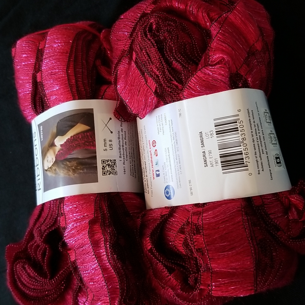 Red Heart Boutique Ribbon Yarn (Fire, Fireworks, Marble, Rosebud, Sangria 2 ea.) - Picture 3 of 11